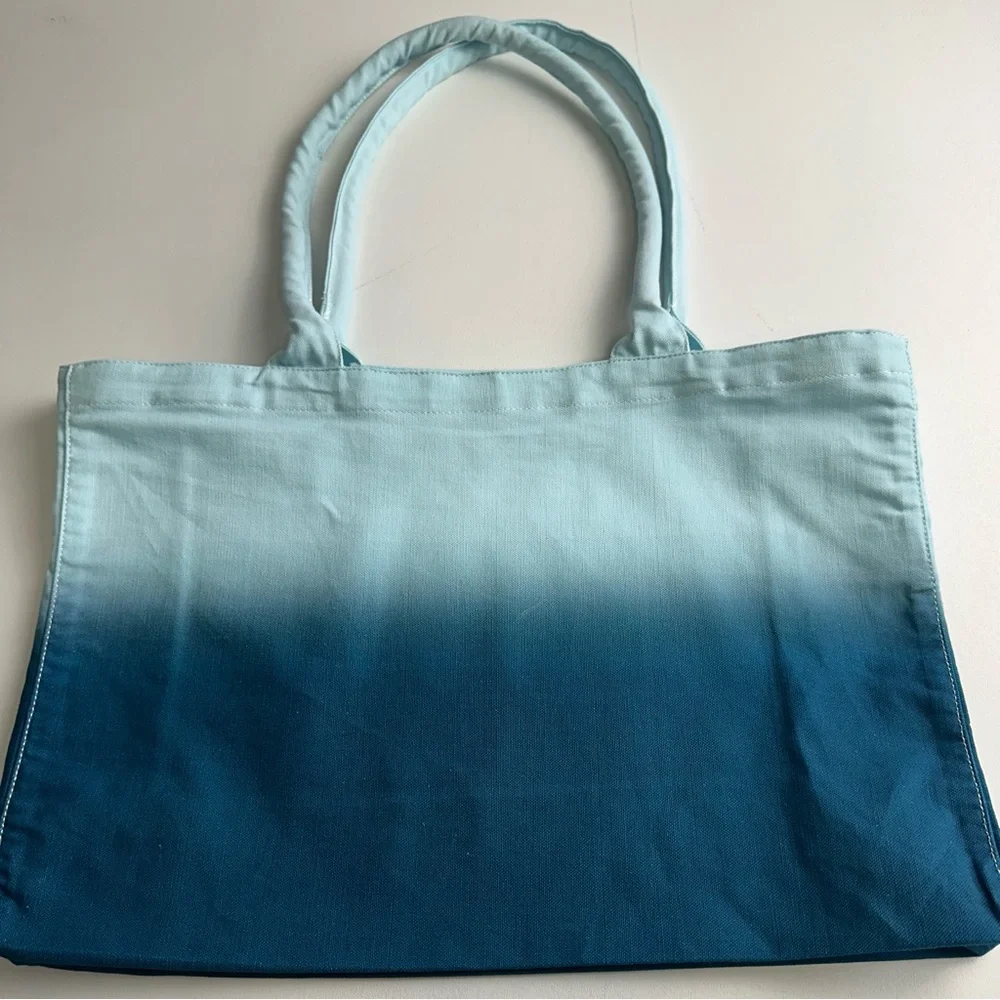 Athleta Blue Ombre‎ shoulder canvas tote bag with rope handles